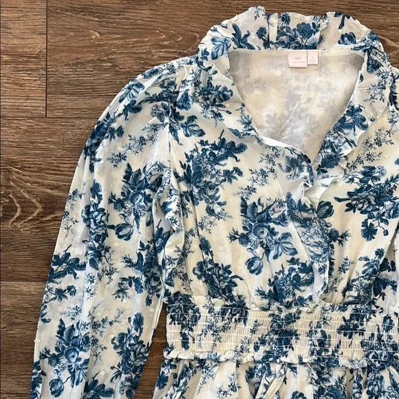 LoveShackFancy x GAP Blue Floral Mini Dress Women's Size Small Limited Edition - Picture 8 of 13